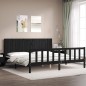 vidaXL Massivholzbett mit Kopfteil Schwarz 200x200 cm vidaXL Massivholzbett mit Kopfteil Schwarz 200x200 cm