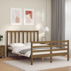 vidaXL Massivholzbett mit Kopfteil Honigbraun 120x200 cm