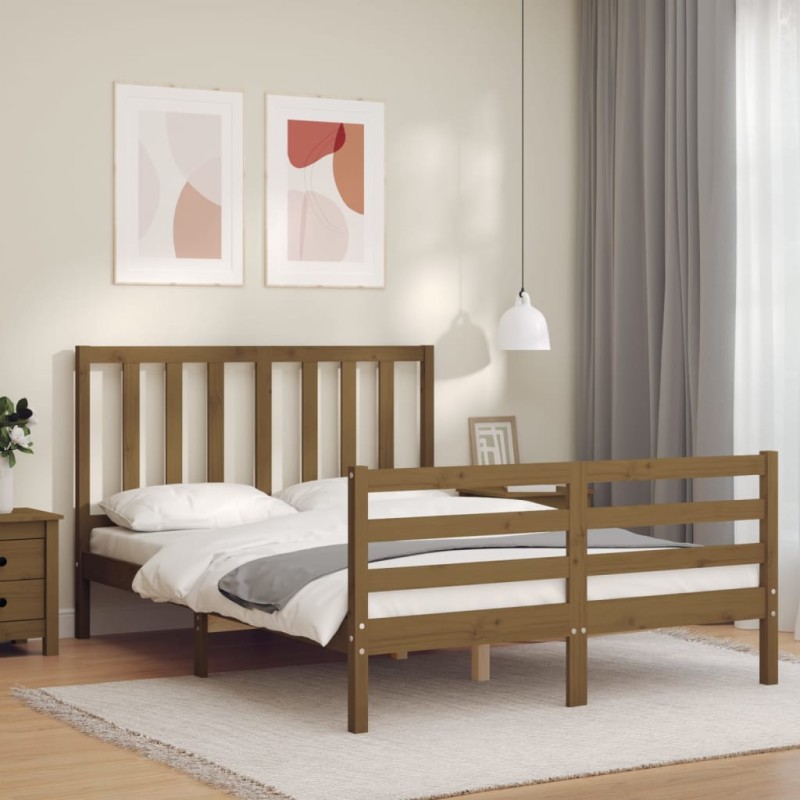 vidaXL Massivholzbett mit Kopfteil Honigbraun 120x200 cm vidaXL Massivholzbett mit Kopfteil Honigbraun 120x200 cm
