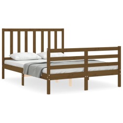 vidaXL Massivholzbett mit Kopfteil Honigbraun 120x200 cm