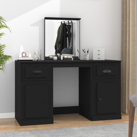 vidaXL Schminktisch mit Spiegel Schwarz 130x50x132,5 cm