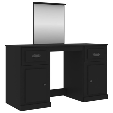 vidaXL Schminktisch mit Spiegel Schwarz 130x50x132,5 cm