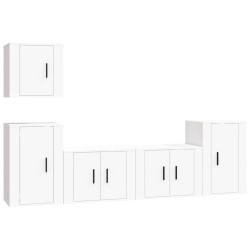 vidaXL 5-tlg. TV-Schrank-Set Weiß Holzwerkstoff