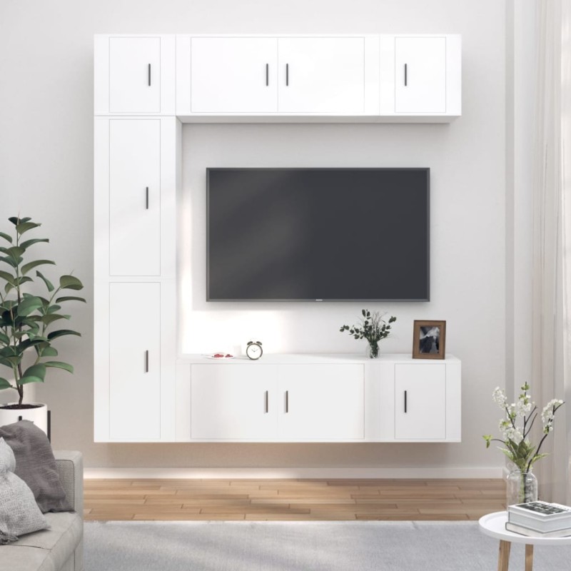 vidaXL 7-tlg. TV-Schrank-Set Weiß Holzwerkstoff vidaXL 7-tlg. TV-Schrank-Set Weiß Holzwerkstoff