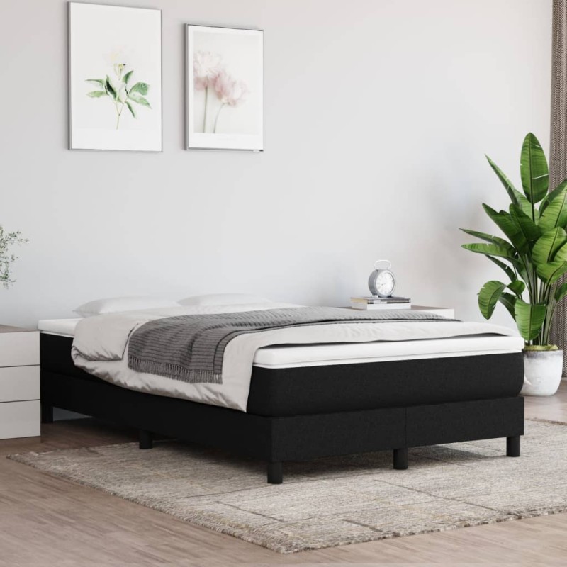 vidaXL Boxspringbett mit Matratze Schwarz 120x200 cm Stoff vidaXL Boxspringbett mit Matratze Schwarz 120x200 cm Stoff