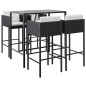 vidaXL 5-tlg. Gartenbar-Set mit Kissen Schwarz Poly Rattan vidaXL 5-tlg. Gartenbar-Set mit Kissen Schwarz Poly Rattan
