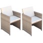 vidaXL Gartenstühle 2 Stk. mit Polstern und Kissen Poly Rattan Beige vidaXL Gartenstühle 2 Stk. mit Polstern und Kissen Poly Rattan Beige