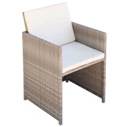 vidaXL Gartenstühle 2 Stk. mit Polstern und Kissen Poly Rattan Beige
