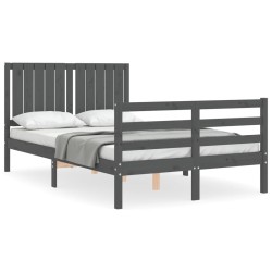 vidaXL Massivholzbett mit Kopfteil Grau 120x200 cm