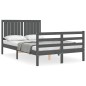 vidaXL Massivholzbett mit Kopfteil Grau 120x200 cm vidaXL Massivholzbett mit Kopfteil Grau 120x200 cm