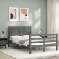 vidaXL Massivholzbett mit Kopfteil Grau 120x200 cm vidaXL Massivholzbett mit Kopfteil Grau 120x200 cm