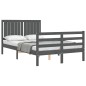 vidaXL Massivholzbett mit Kopfteil Grau 120x200 cm vidaXL Massivholzbett mit Kopfteil Grau 120x200 cm
