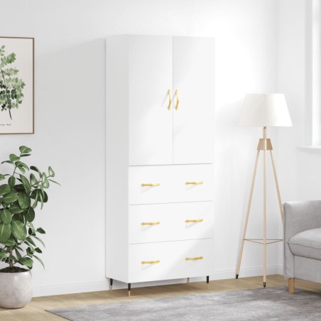 vidaXL Highboard Hochglanz-Weiß 69,5x34x180 cm Holzwerkstoff