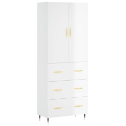 vidaXL Highboard Hochglanz-Weiß 69,5x34x180 cm Holzwerkstoff