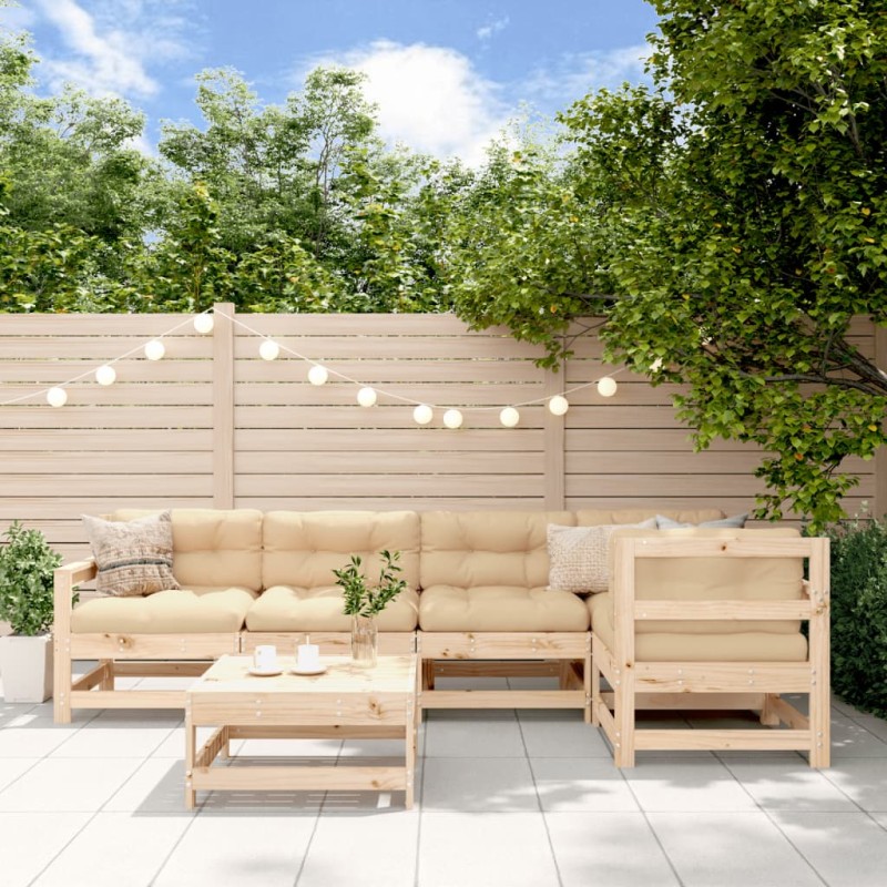 vidaXL 6-tlg. Garten-Lounge-Set mit Kissen Massivholz vidaXL 6-tlg. Garten-Lounge-Set mit Kissen Massivholz