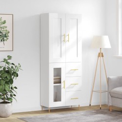 vidaXL Highboard Hochglanz-Weiß 69,5x34x180 cm Holzwerkstoff