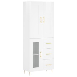 vidaXL Highboard Hochglanz-Weiß 69,5x34x180 cm Holzwerkstoff