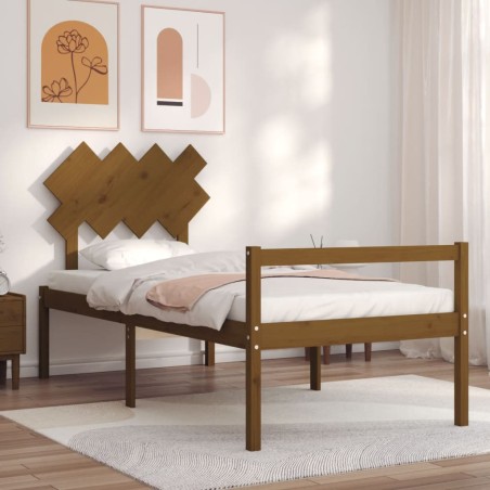 vidaXL Massivholzbett mit Kopfteil Honigbraun 90x200 cm