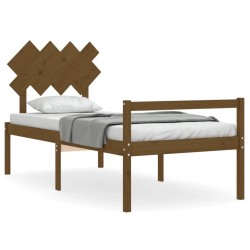vidaXL Massivholzbett mit Kopfteil Honigbraun 90x200 cm