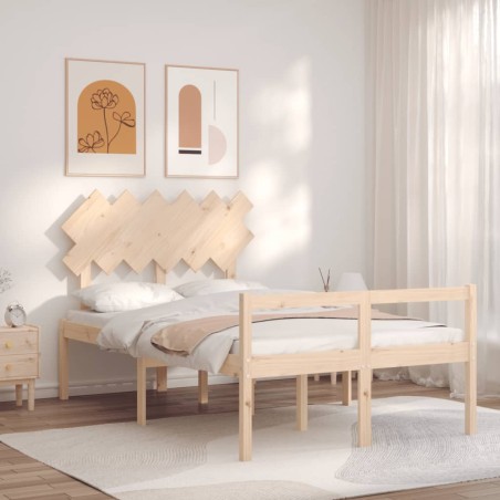 vidaXL Seniorenbett mit Kopfteil Massivholz