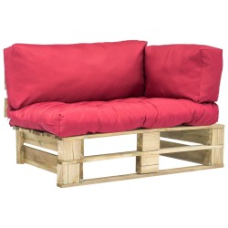 vidaXL Outdoor-Sofa Paletten mit Kissen in Rot Kiefernholz