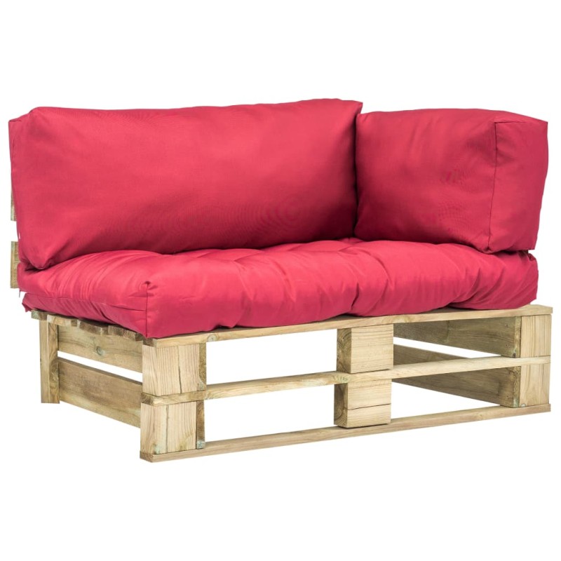 vidaXL Outdoor-Sofa Paletten mit Kissen in Rot Kiefernholz vidaXL Outdoor-Sofa Paletten mit Kissen in Rot Kiefernholz