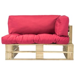 vidaXL Outdoor-Sofa Paletten mit Kissen in Rot Kiefernholz
