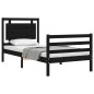 vidaXL Massivholzbett mit Kopfteil Schwarz 100x200 cm vidaXL Massivholzbett mit Kopfteil Schwarz 100x200 cm