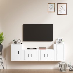 vidaXL 4-tlg. TV-Schrank-Set Weiß Holzwerkstoff