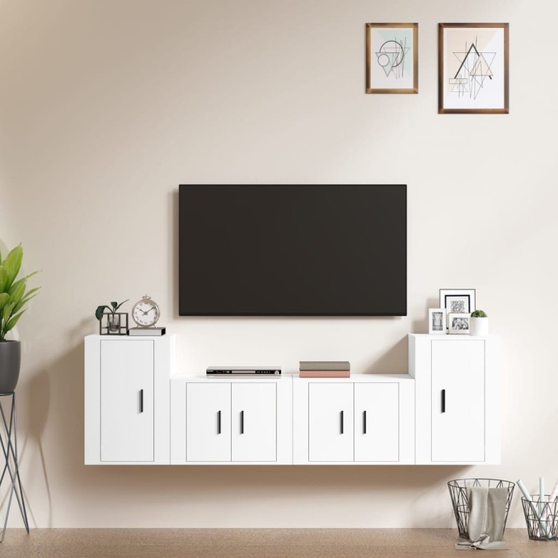 vidaXL 4-tlg. TV-Schrank-Set Weiß Holzwerkstoff vidaXL 4-tlg. TV-Schrank-Set Weiß Holzwerkstoff