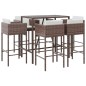 vidaXL 7-tlg. Gartenbar-Set mit Kissen Braun Poly Rattan vidaXL 7-tlg. Gartenbar-Set mit Kissen Braun Poly Rattan