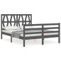 vidaXL Massivholzbett mit Kopfteil Grau 140x190 cm vidaXL Massivholzbett mit Kopfteil Grau 140x190 cm