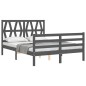 vidaXL Massivholzbett mit Kopfteil Grau 140x190 cm vidaXL Massivholzbett mit Kopfteil Grau 140x190 cm