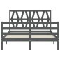 vidaXL Massivholzbett mit Kopfteil Grau 140x190 cm vidaXL Massivholzbett mit Kopfteil Grau 140x190 cm