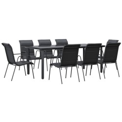 vidaXL 9-tlg. Garten-Essgruppe Schwarz Stahl und Textilene