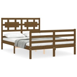 vidaXL Massivholzbett mit Kopfteil Honigbraun 120x200 cm