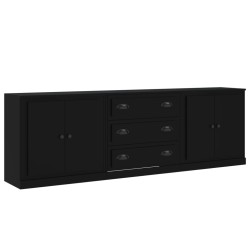 vidaXL Sideboards 3 Stk. Schwarz Holzwerkstoff