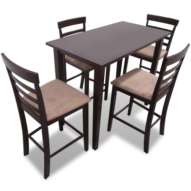 vidaXL Hölzerner Stehtisch und 4 Barhocker braun vidaXL Hölzerner Stehtisch und 4 Barhocker braun