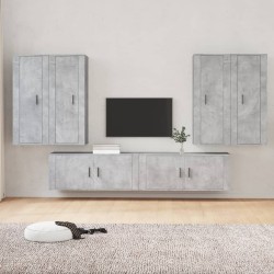 vidaXL 6-tlg. TV-Schrank-Set Betongrau Holzwerkstoff