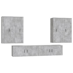 vidaXL 6-tlg. TV-Schrank-Set Betongrau Holzwerkstoff