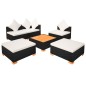 vidaXL 6-tlg. Garten-Lounge-Set mit Auflagen Poly Rattan Schwarz vidaXL 6-tlg. Garten-Lounge-Set mit Auflagen Poly Rattan Schwarz