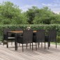 vidaXL 7-tlg. Garten-Essgruppe mit Kissen Schwarz Poly Rattan vidaXL 7-tlg. Garten-Essgruppe mit Kissen Schwarz Poly Rattan