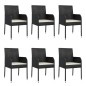 vidaXL 7-tlg. Garten-Essgruppe mit Kissen Schwarz Poly Rattan vidaXL 7-tlg. Garten-Essgruppe mit Kissen Schwarz Poly Rattan