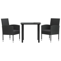 vidaXL 3-tlg. Garten-Essgruppe Schwarz Poly Rattan und Stahl