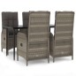 vidaXL 5-tlg. Garten-Essgruppe mit Kissen Schwarz und Grau Poly Rattan vidaXL 5-tlg. Garten-Essgruppe mit Kissen Schwarz und Grau Poly Rattan