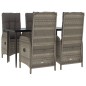 vidaXL 5-tlg. Garten-Essgruppe mit Kissen Schwarz und Grau Poly Rattan vidaXL 5-tlg. Garten-Essgruppe mit Kissen Schwarz und Grau Poly Rattan