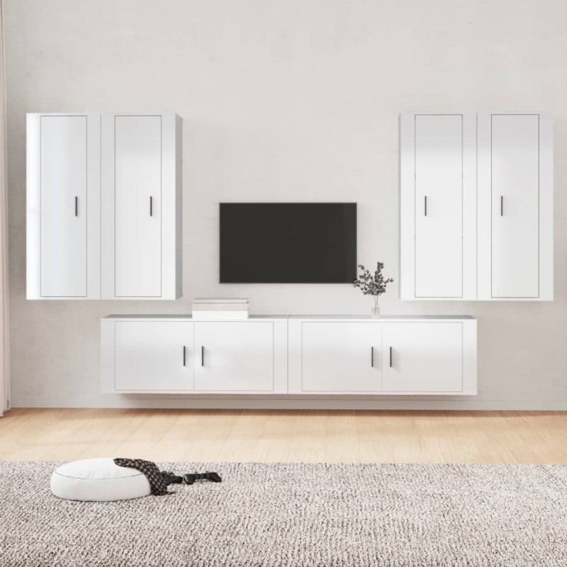 vidaXL 6-tlg. TV-Schrank-Set Hochglanz-Weiß Holzwerkstoff vidaXL 6-tlg. TV-Schrank-Set Hochglanz-Weiß Holzwerkstoff