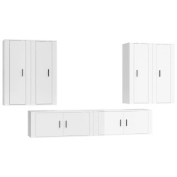 vidaXL 6-tlg. TV-Schrank-Set Hochglanz-Weiß Holzwerkstoff