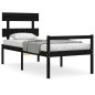 vidaXL Massivholzbett mit Kopfteil Schwarz 90x200 cm vidaXL Massivholzbett mit Kopfteil Schwarz 90x200 cm
