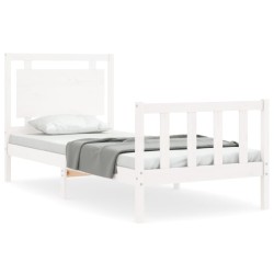 vidaXL Massivholzbett mit Kopfteil Weiß 90x200 cm